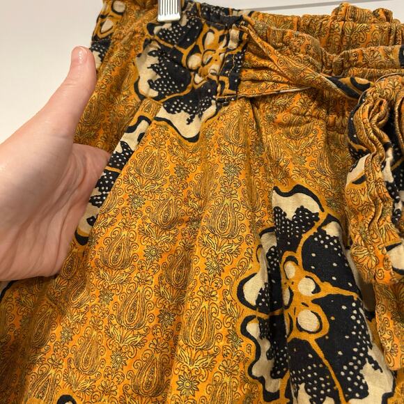 Anthropologie Kennedy Linen Shorts High Rise Women’s Large Bohemian Yellow Boho - Picture 5 of 8